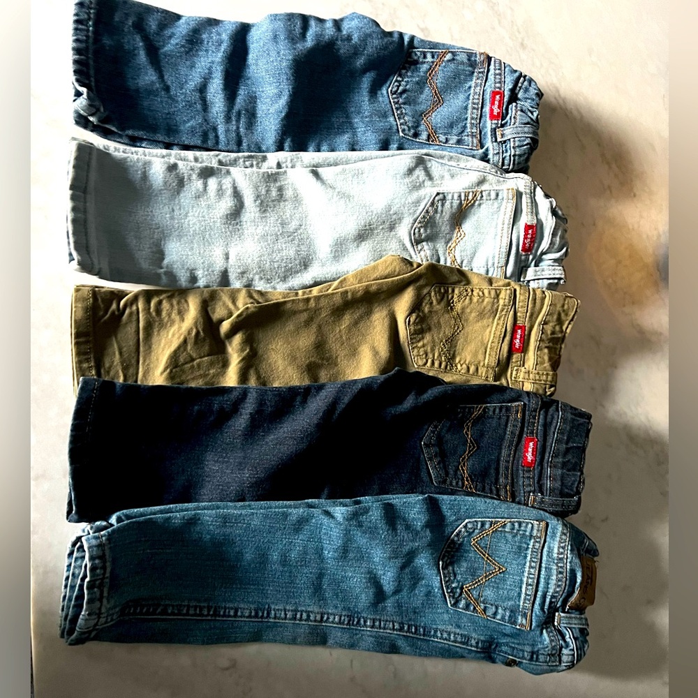 2T Wangler Brand toddler denim pants jeans lot of 5 pair